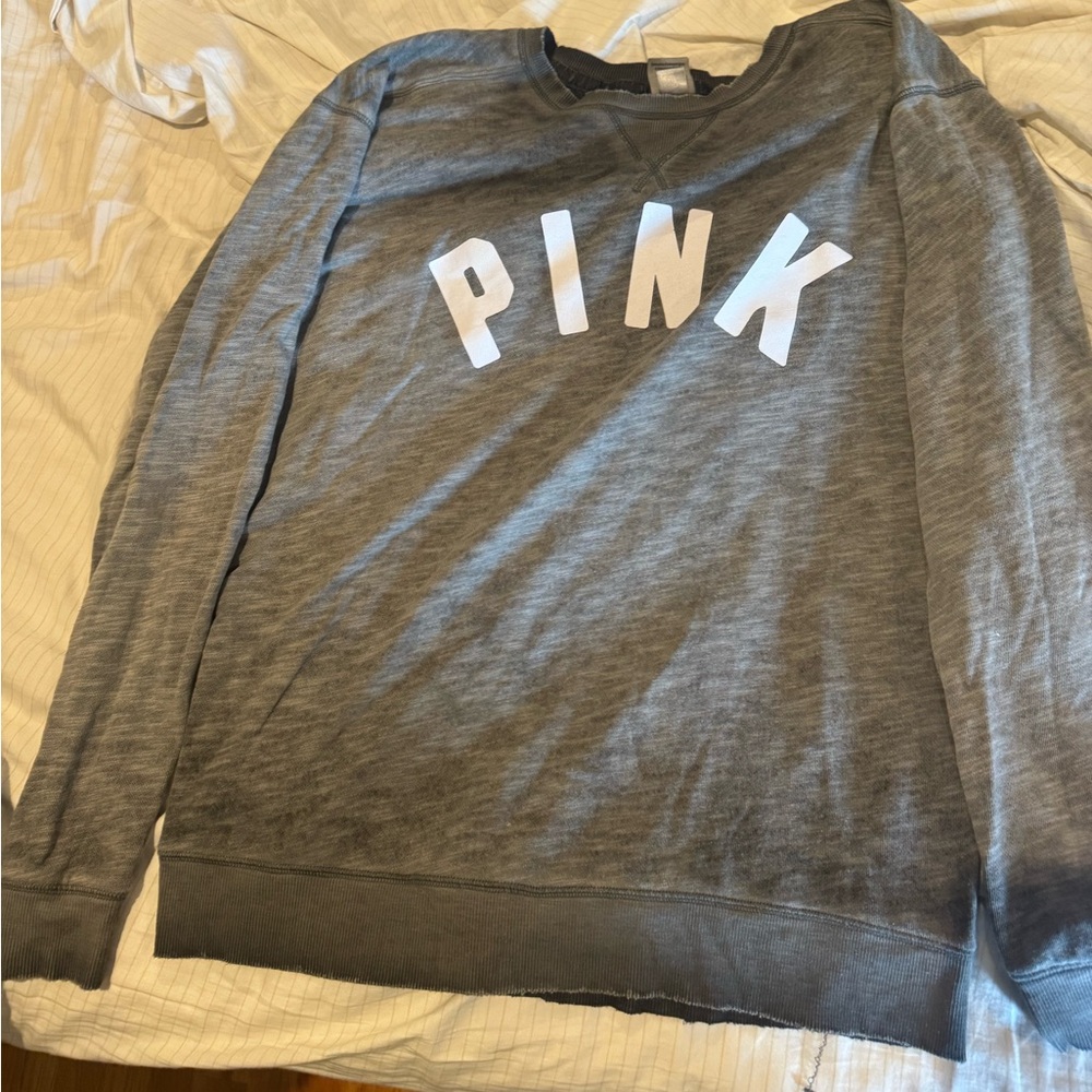 PINK Victoria's Secret Gray Crew Neck Sweater